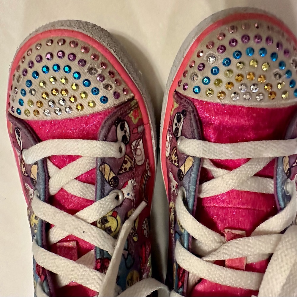 Skechers Emoji Twinkle Toes High top Casual Sneakers Girls Size 4 Pink/Blue - Picture 6 of 6